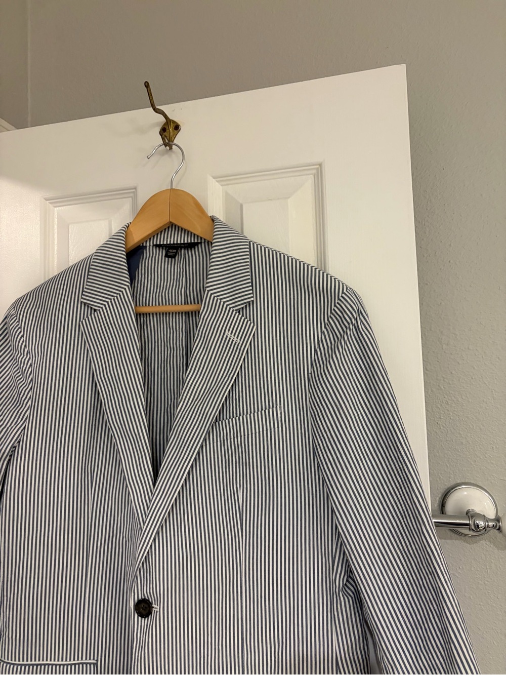 Banana Republic Slim Fit Seersucker Blazer 40R Blue Cotton Sport Coat - Picture 2 of 7
